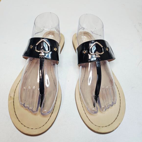 Kate Spade‎ Sz10 Patent Leather Flip-flops CassiaSandleSlippers Summer Designer - Picture 2 of 16